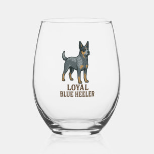Australian Cattle Dog Loyal Blue Heeler Stemless Wine Glass