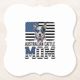Australian Cattle Dog Mum Patriotic Vintage Shirt_ Paper Coaster