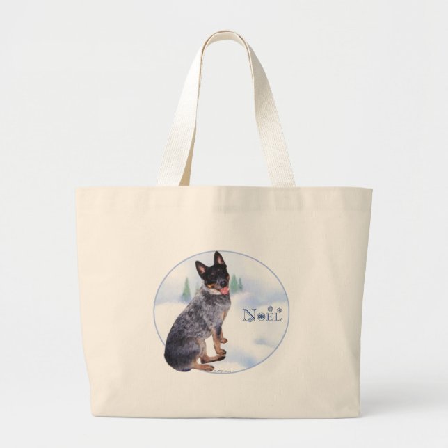 Australian Cattle Dog Noel Large Tote Bag (Front)