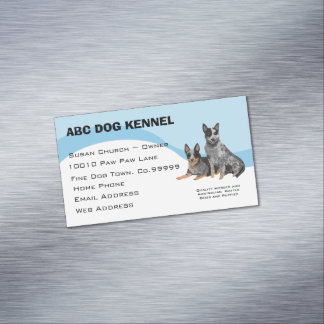 Australian Cattle Dog on Blue Swirl Magnetic Business Card