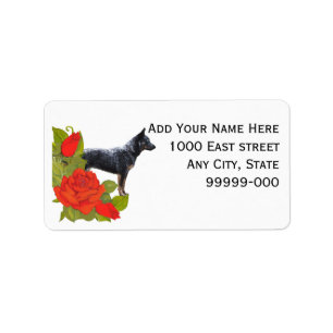 Australian Cattle Dog on Red Roses Address Label