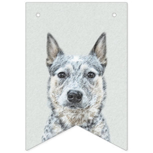 Australian Cattle Dog Painting - Cute Original Art Bunting