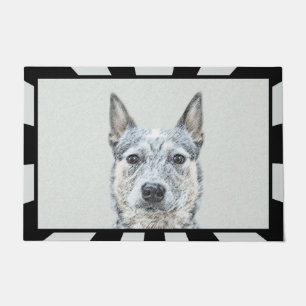 Australian Cattle Dog Painting - Cute Original Art Doormat