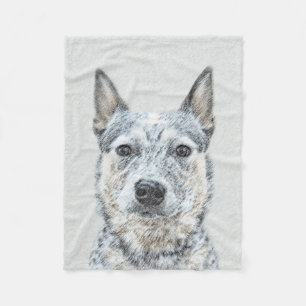 Australian Cattle Dog Painting - Cute Original Art Fleece Blanket