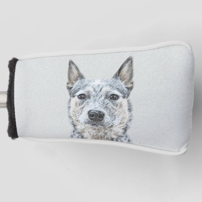 Australian Cattle Dog Painting - Cute Original Art Golf Head Cover (Front)
