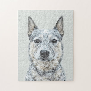 Australian Cattle Dog Painting - Cute Original Art Jigsaw Puzzle