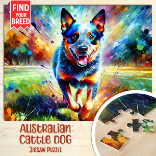 Australian Cattle Dog Portrait Acrylic Art Print Jigsaw Puzzle