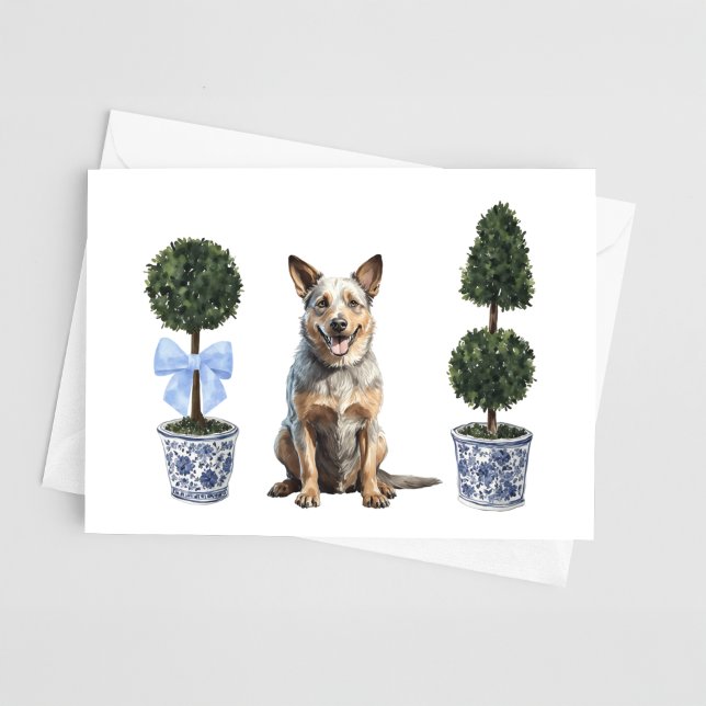 Australian Cattle Dog Puppy Topiary Watercolor Card (Creator Uploaded)