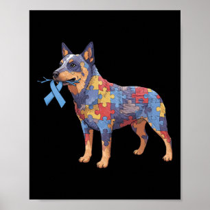 Australian Cattle Dog Puzzle Autism Awareness Wome Poster