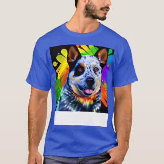 Australian Cattle Dog Rainbow Painting T-Shirt