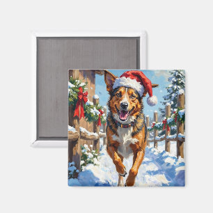 Australian Cattle Dog Red Heeler Christmas Magnet