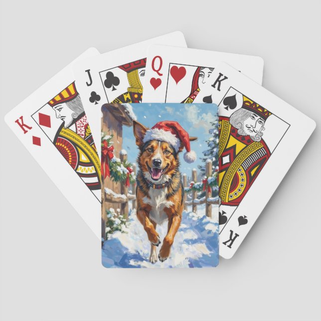 Australian Cattle Dog Red Heeler Christmas Playing Cards (Back)