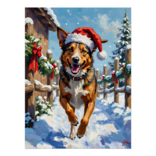 Australian Cattle Dog Red Heeler Christmas Poster