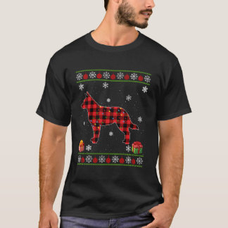 Australian Cattle Dog Red Plaid Xmas Lights Ugly S T-Shirt