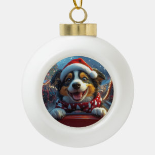 Australian Cattle Dog Roller Coaster Christmas Ceramic Ball Christmas Ornament