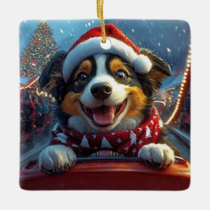 Australian Cattle Dog Roller Coaster Christmas Ceramic Ornament