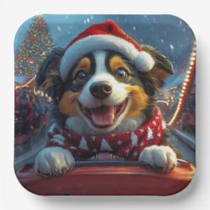 Australian Cattle Dog Roller Coaster Christmas Paper Plate