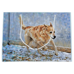 Australian Cattle Dog Running In The Snow Gift Bag