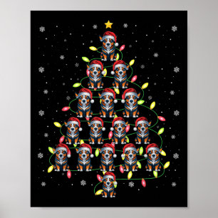 Australian Cattle Dog Santa Xmas Tree Lights Ugly  Poster