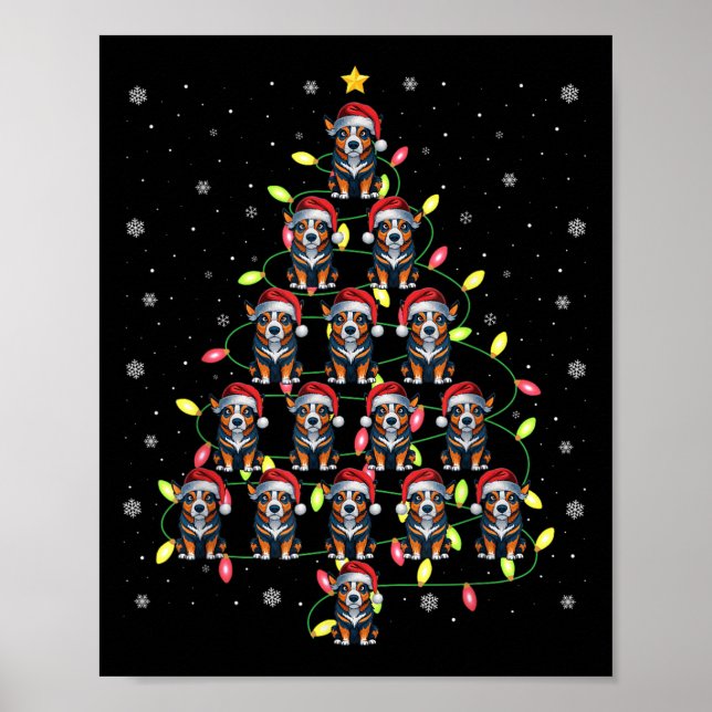 Australian Cattle Dog Santa Xmas Tree Lights Ugly  Poster (Front)