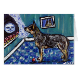 Australian Cattle dog sees smiling moon