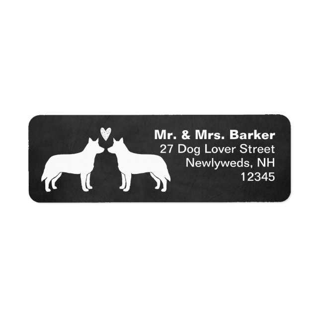 Australian Cattle Dog Silhouettes Heelers Couple Return Address Label (Front)