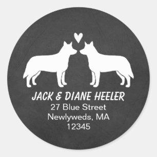 Australian Cattle Dog Silhouettes Return Address Classic Round Sticker