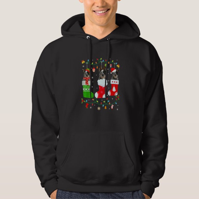 Australian Cattle Dog Three Christmas Socks Sweate Hoodie (Front)
