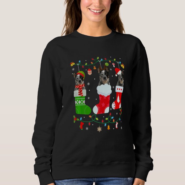 Australian Cattle Dog Three Christmas Socks Sweate Sweatshirt (Front)