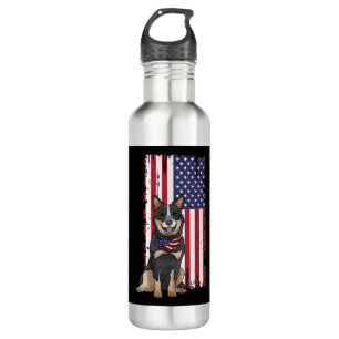 Australian Cattle Dog Usa Flag 710 Ml Water Bottle