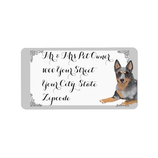 Australian Cattle Dog w/white and silver design Address Label