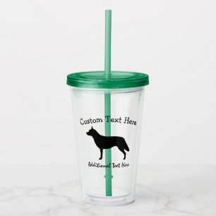 Australian Cattle Dog Watercolor Silhouette Acrylic Tumbler