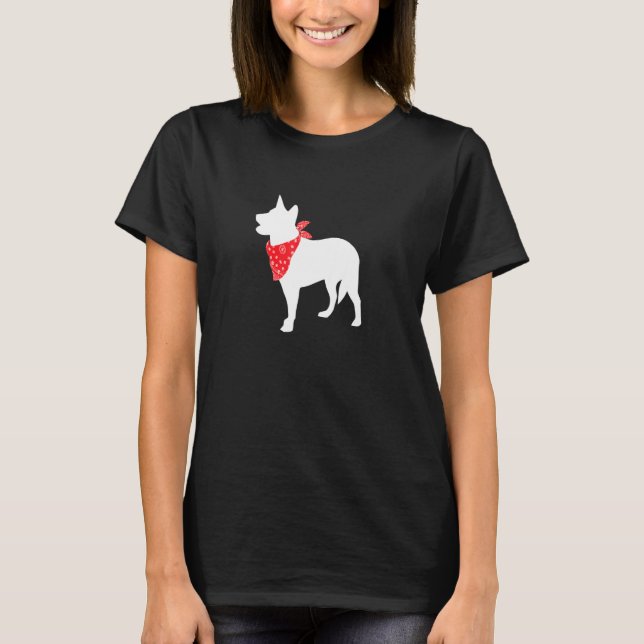 Australian Cattle Dog Wearing Red Bandanna T-Shirt (Front)