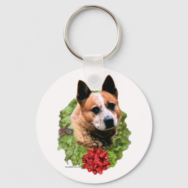 Australian Cattle Dog Wreath - Keychain (Front)