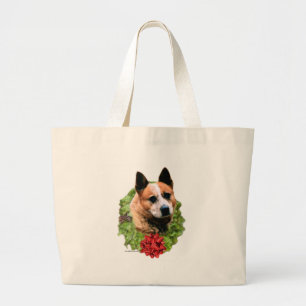 Australian Cattle Dog Wreath Large Tote Bag