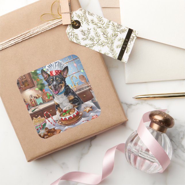 Australian Cattle Holiday Baking Festive Christmas Square Sticker (Gifting)