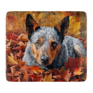 Australian Cattle  in Autumn Leaves Fall Inspire  Cutting Board