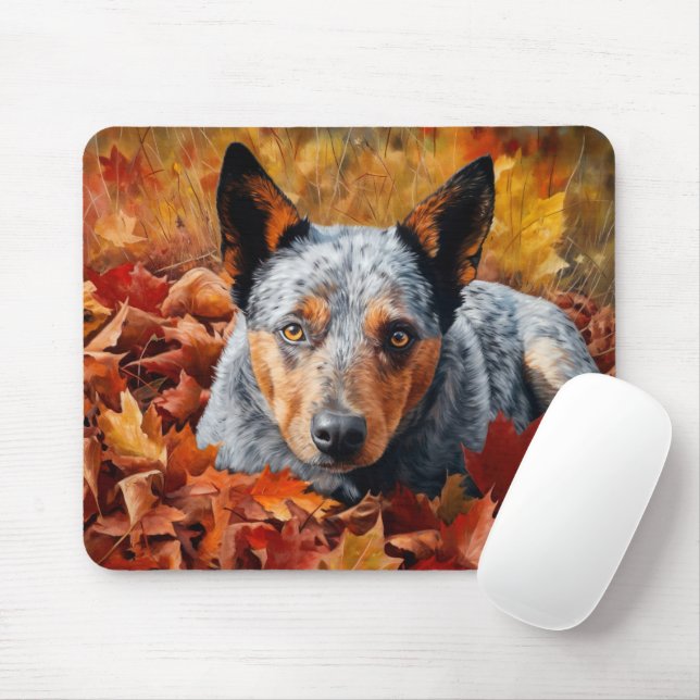 Australian Cattle  in Autumn Leaves Fall Inspire  Mouse Pad (With Mouse)