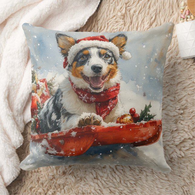 Australian Cattle in Sledge Let it Snow Christmas Cushion (Blanket)