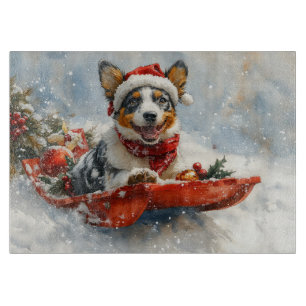 Australian Cattle in Sledge Let it Snow Christmas Cutting Board
