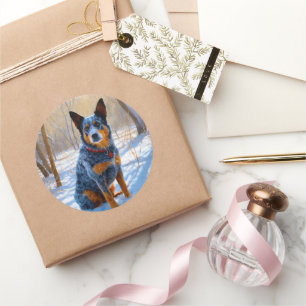 Australian Cattle Let It Snow Christmas Classic Round Sticker