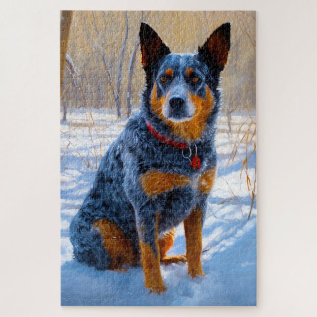 Australian Cattle Let It Snow Christmas Jigsaw Puzzle (Vertical)
