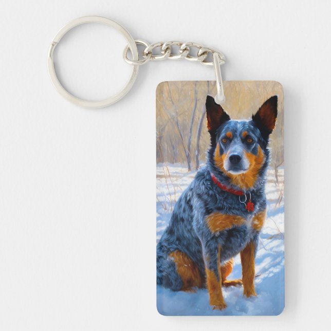 Australian Cattle Let It Snow Christmas Key Ring (Front)