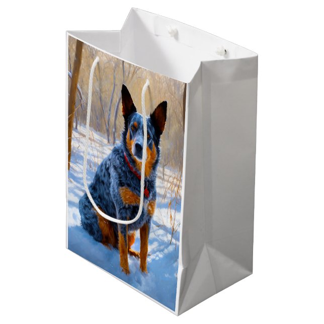 Australian Cattle Let It Snow Christmas Medium Gift Bag (Front Angled)