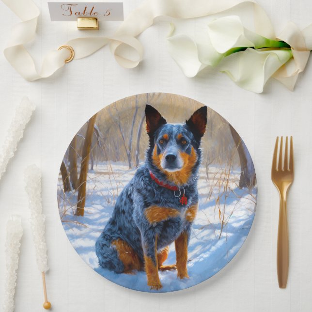 Australian Cattle Let It Snow Christmas Paper Plate (Wedding)