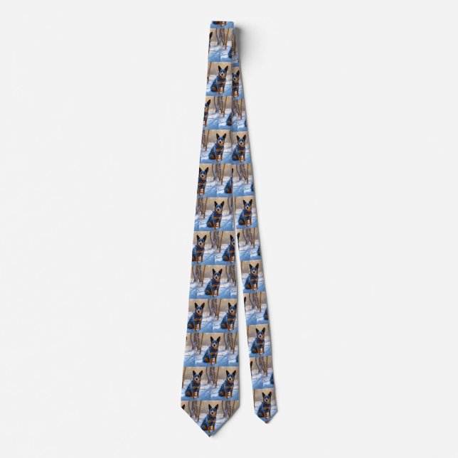 Australian Cattle Let It Snow Christmas Tie (Front)