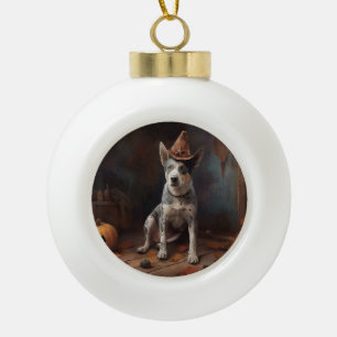 Australian Cattle Pumpkins Halloween Scary Ceramic Ball Christmas Ornament
