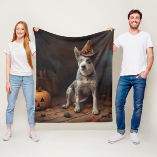 Australian Cattle Pumpkins Halloween Scary Fleece Blanket