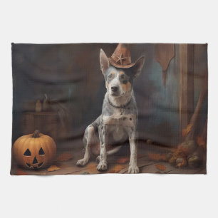 Australian Cattle Pumpkins Halloween Scary Tea Towel