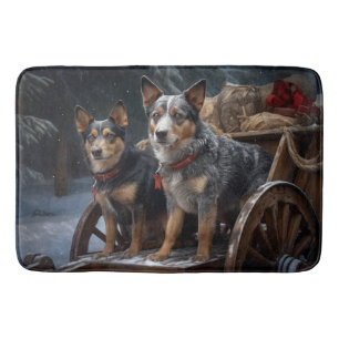 Australian Cattle Snowy Sleigh Christmas Decor Bath Mat